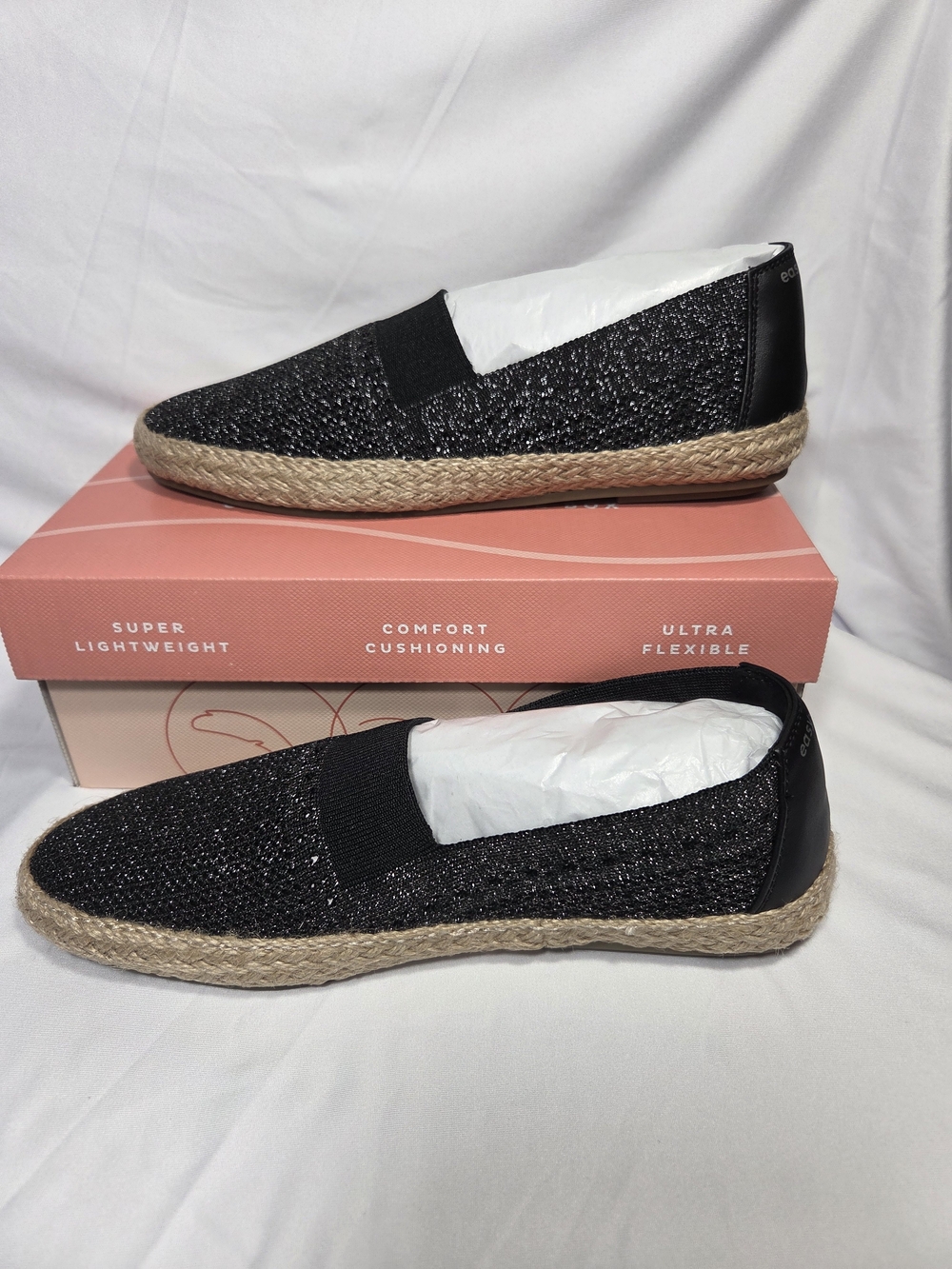 Easy Spirit Black Glitter Espadrille Slip-On